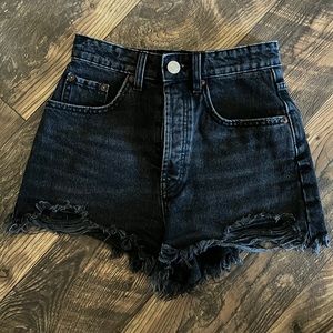 Zara black cut off high rise denim shorts 0